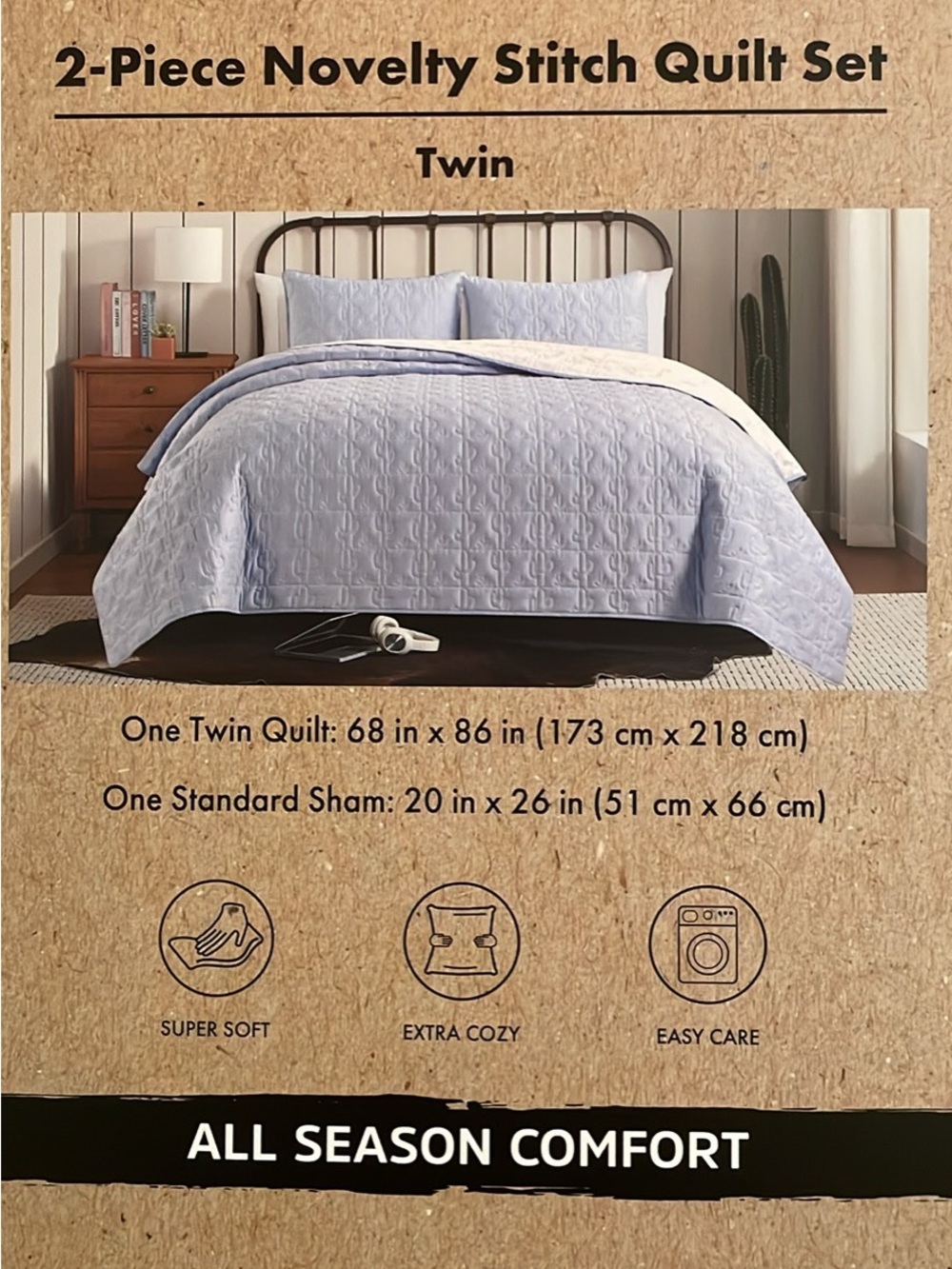 Wrangler Light Blue Twin Quilt Set